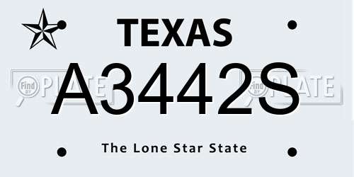 A3442S Texas License Plate