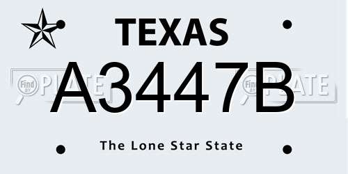 A3447B Texas License Plate