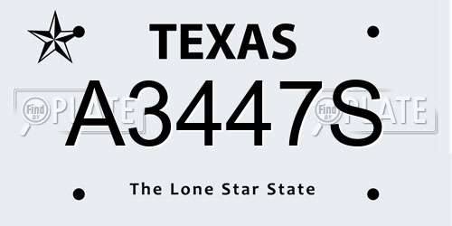A3447S Texas License Plate