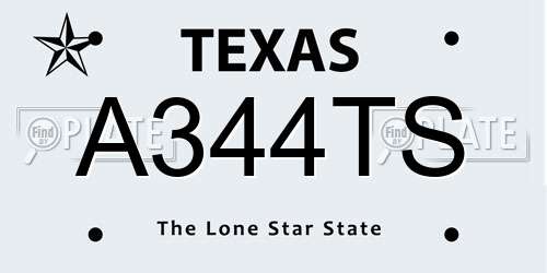 A344TS Texas License Plate