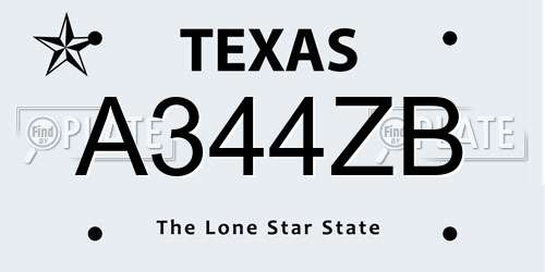 A344ZB Texas License Plate