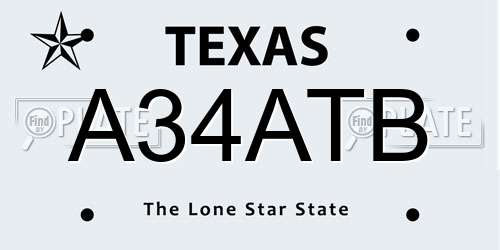 A34ATB Texas License Plate