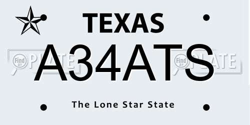 A34ATS Texas License Plate