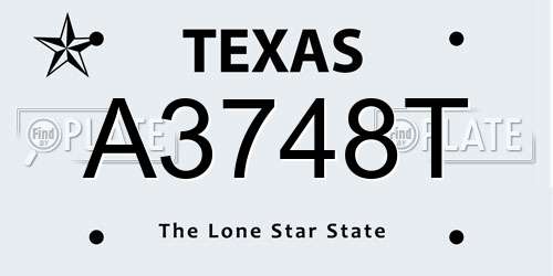A3748T Texas License Plate