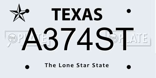 A374ST Texas License Plate