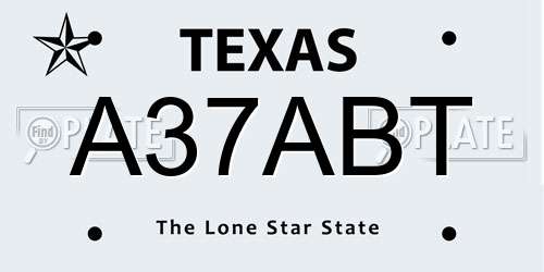 A37ABT Texas License Plate