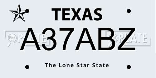 A37ABZ Texas License Plate