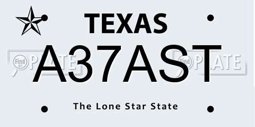 A37AST Texas License Plate