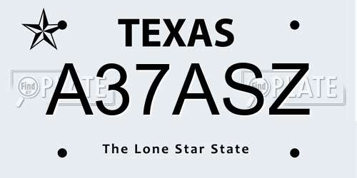 A37ASZ Texas License Plate