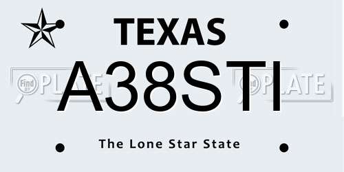 A38STI Texas License Plate
