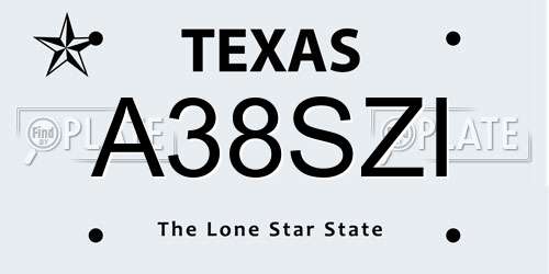 A38SZI Texas License Plate
