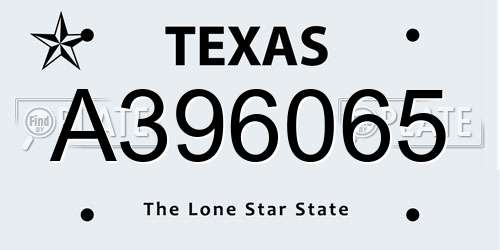 A396065 Texas License Plate