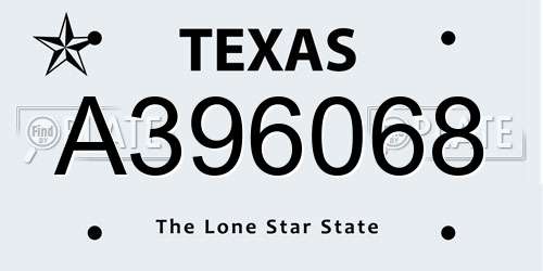 A396068 Texas License Plate