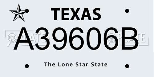 A39606B Texas License Plate