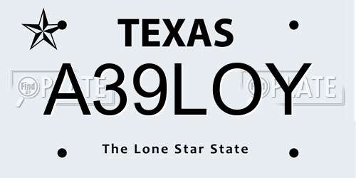 A39LOY Texas License Plate