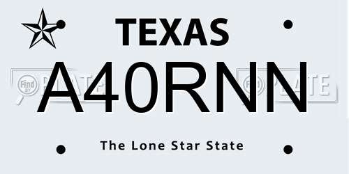 A40RNN Texas License Plate