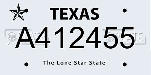 A412455 Texas License Plate