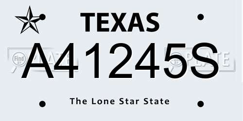 A41245S Texas License Plate