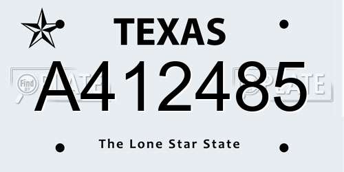 A412485 Texas License Plate