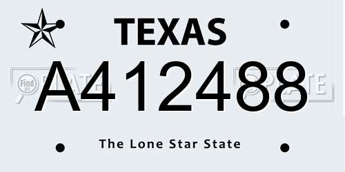 A412488 Texas License Plate