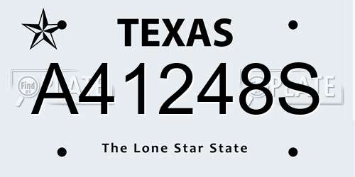 A41248S Texas License Plate