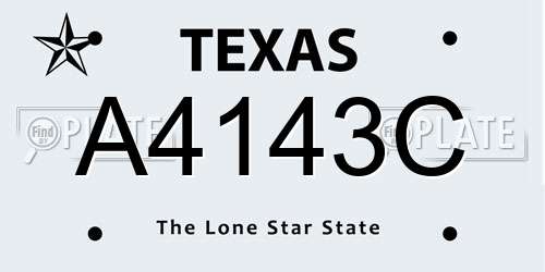 A4143C Texas License Plate
