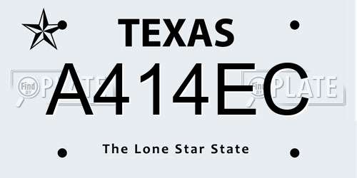 A414EC Texas License Plate