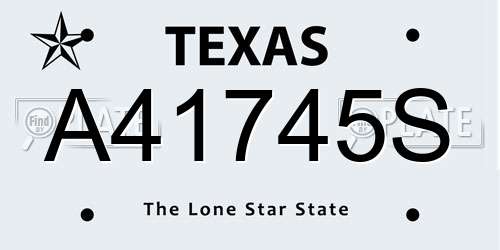 A41745S Texas License Plate