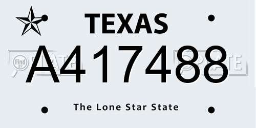 A417488 Texas License Plate