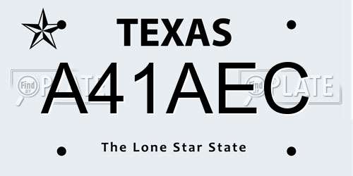 A41AEC Texas License Plate