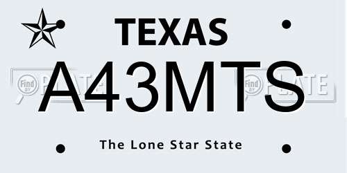 A43MTS Texas License Plate