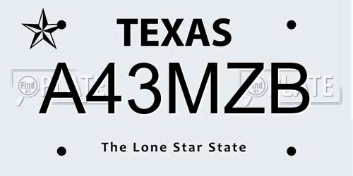 A43MZB Texas License Plate