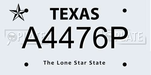 A4476P Texas License Plate