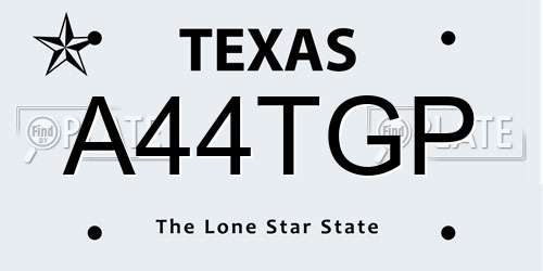 A44TGP Texas License Plate
