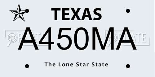 A450MA Texas License Plate