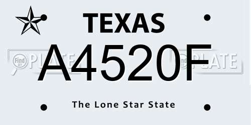 A4520F Texas License Plate