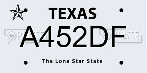 A452DF Texas License Plate