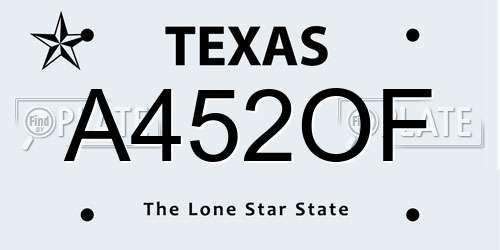 A452OF Texas License Plate