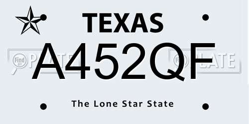 A452QF Texas License Plate