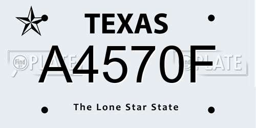 A4570F Texas License Plate
