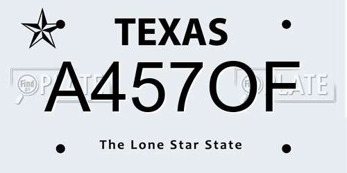 A457OF Texas License Plate