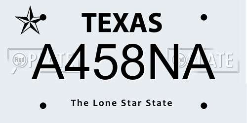 A458NA Texas License Plate