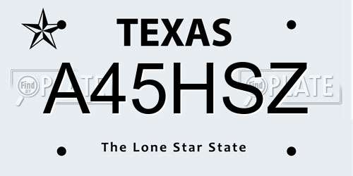 A45HSZ Texas License Plate