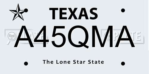 A45QMA Texas License Plate