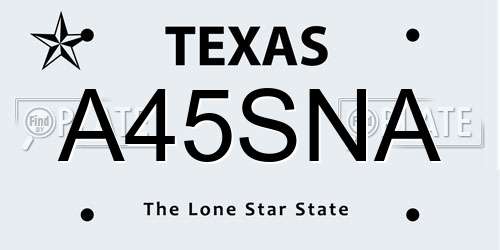 A45SNA Texas License Plate