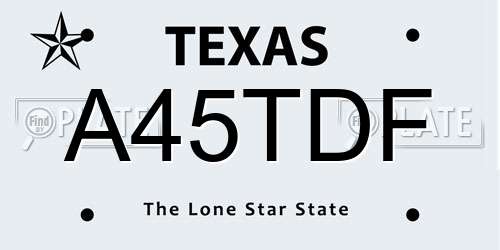 A45TDF Texas License Plate