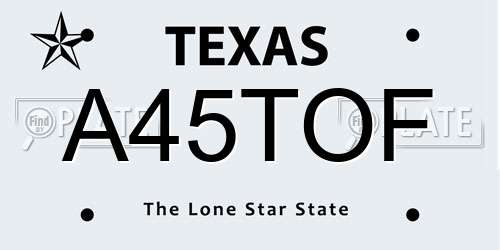 A45TOF Texas License Plate