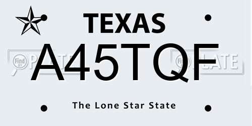 A45TQF Texas License Plate