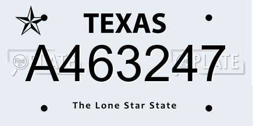A463247 Texas License Plate