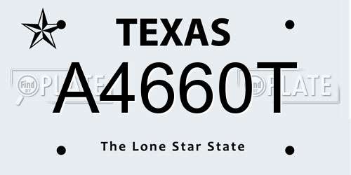 A4660T Texas License Plate